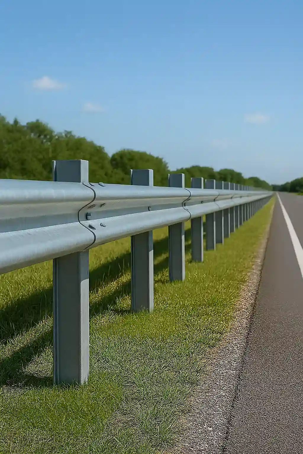 Traffic safety barrier installed on steel footings