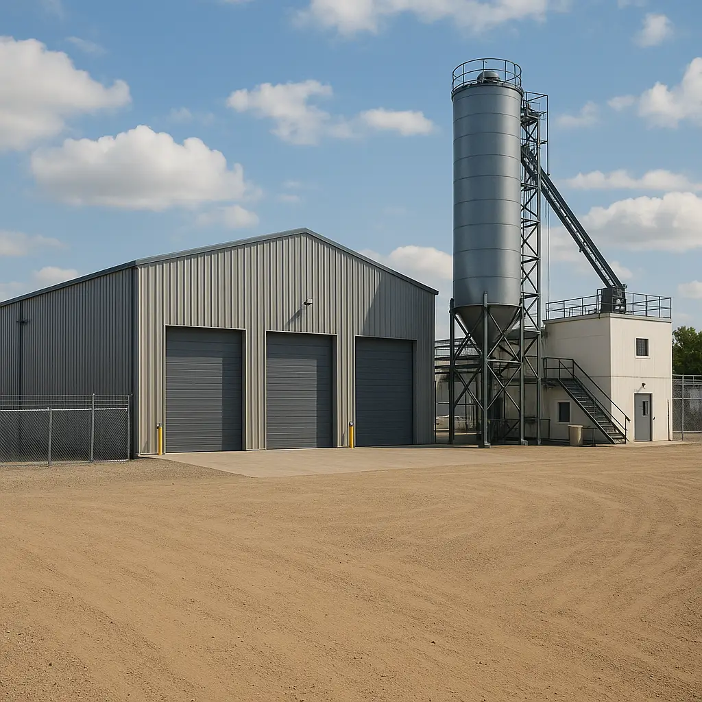 Workshop and site facilities supported by galvanised steel footings