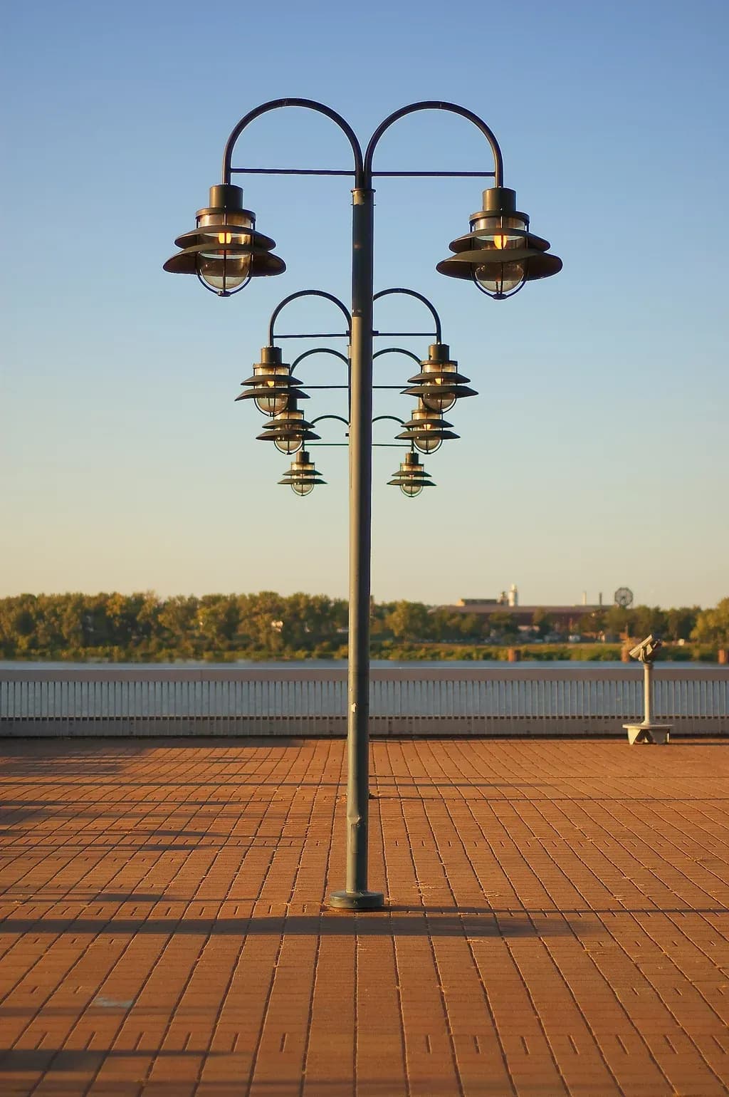 Lamp post securely anchored with galvanised footing system