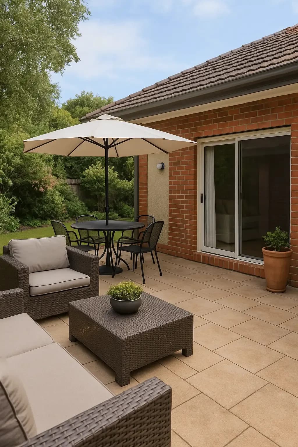 Adjustable footing system supporting a patio build