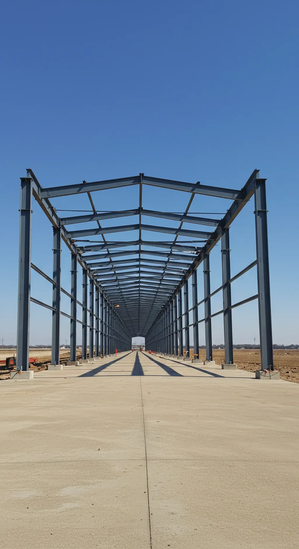 Steel footing system installed to support a portal frame shed