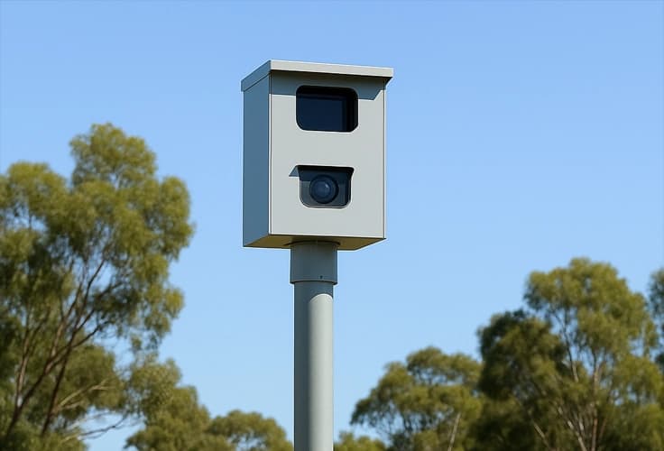 Steel footing base for roadside speed camera unit