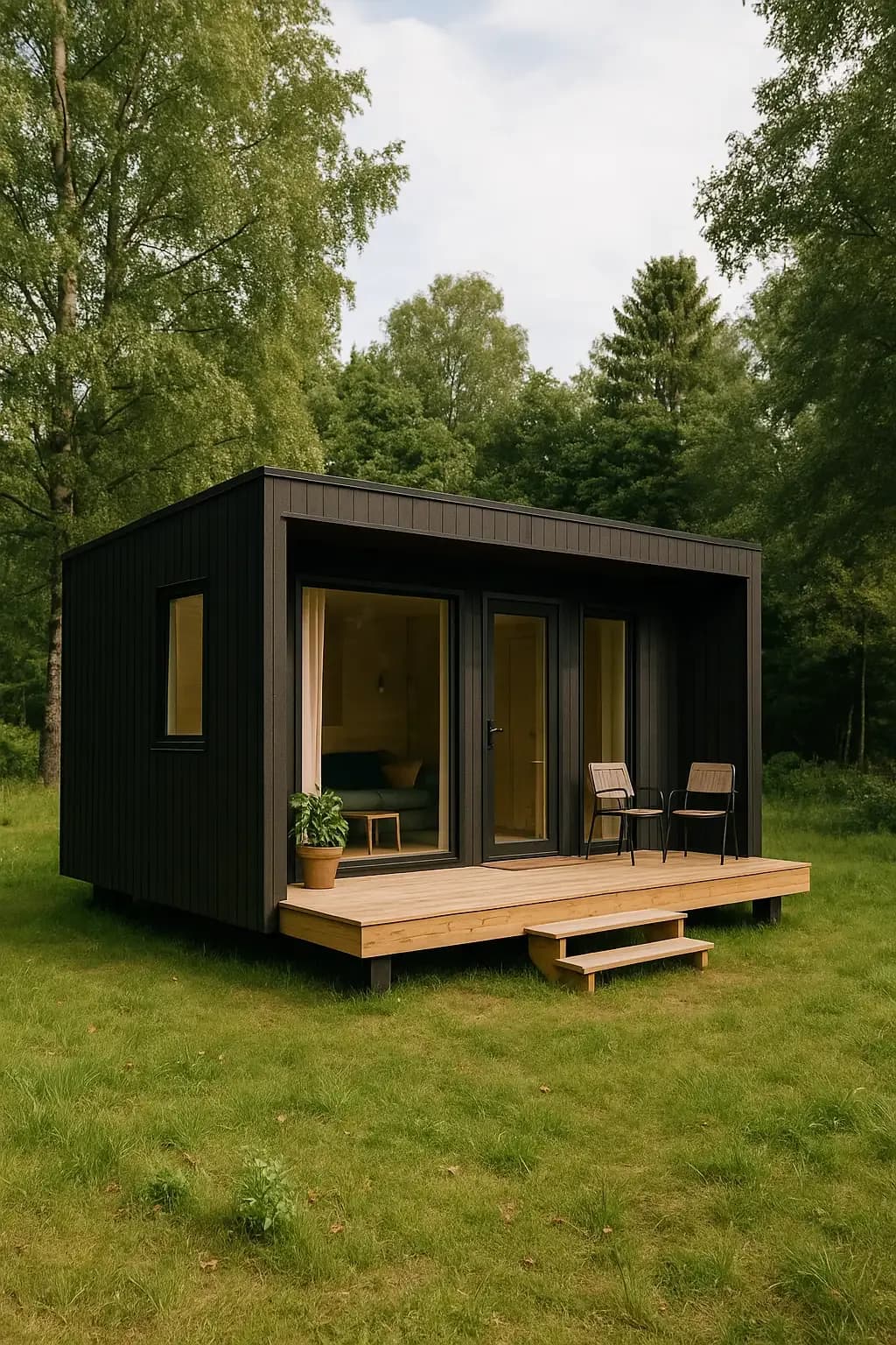 Tiny home installation using concrete-free steel footings