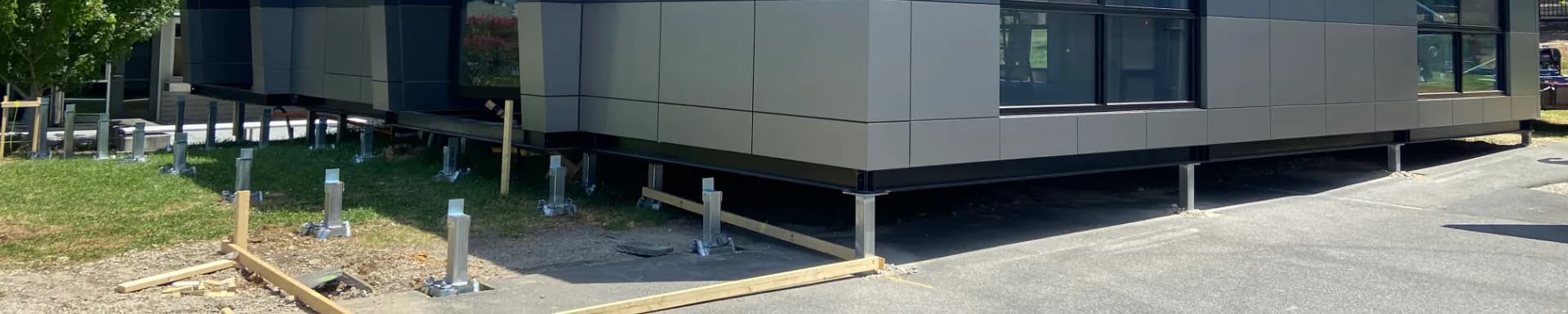 All Footings Solutions concrete-free footing installation showing steel support structures in an outdoor setting